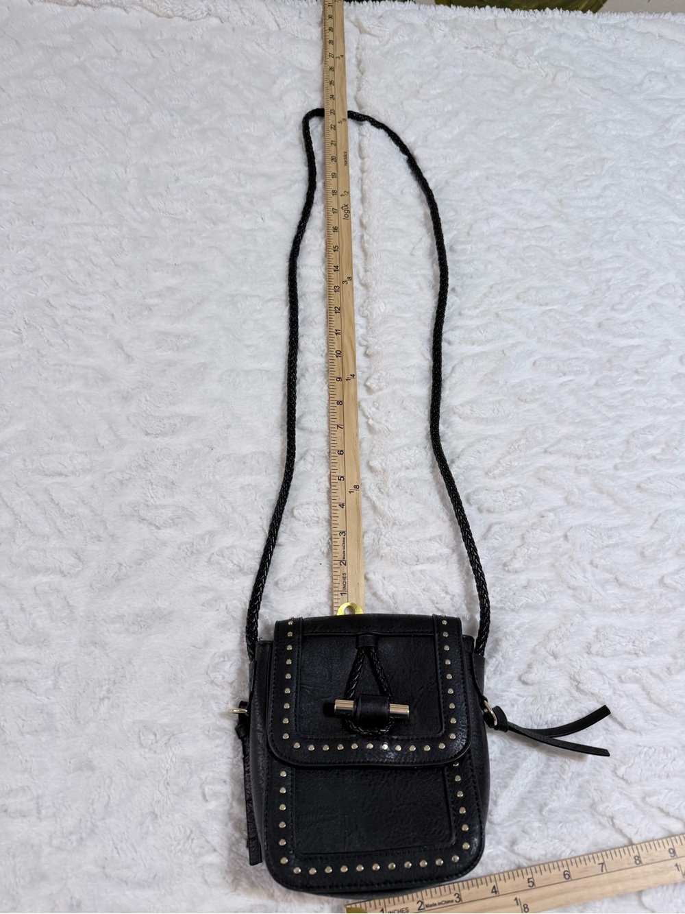 Sam and Hadley Black Studded Crossbody Bag with Braided Strap - NWOT - Picture 13 of 16